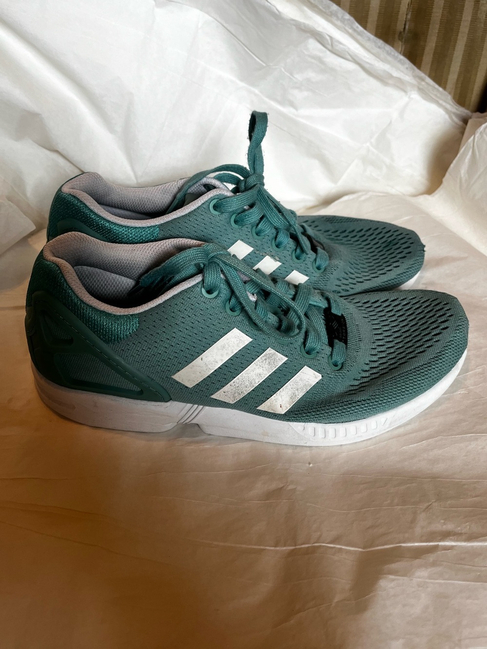 ADIDAS SNEAKERS~AQUA BLUE WHITE RUNNING SHOES ~SIZE 7.5